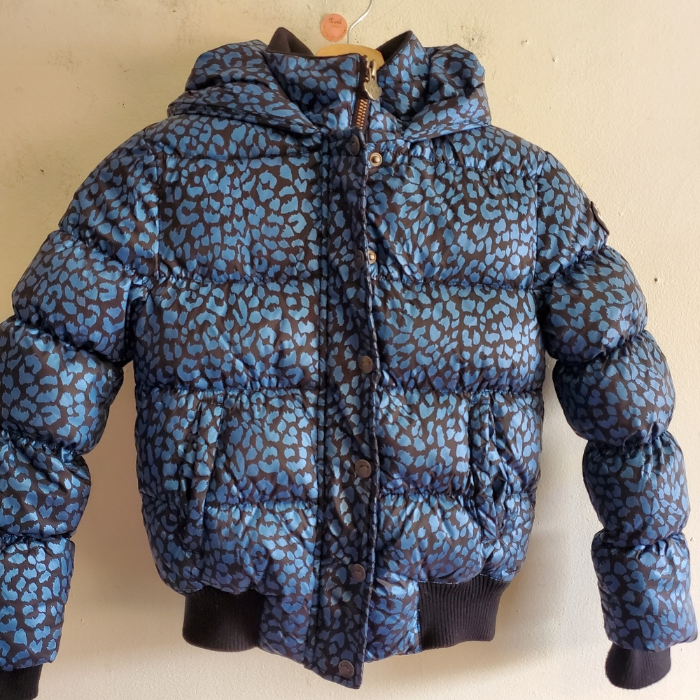 Appaman Blue and Black Leopard Print Puffer Jacket